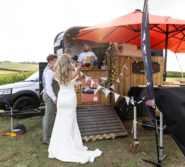 Newlyweds ordering fresh pizza directly from The Piccolo Box
