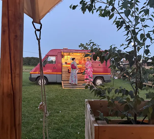 The Piccolo Box Mobile Neapolitan Pizza Van Catering an Outdoor Event in Dorset
